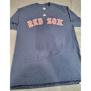 MLB Boston Red Sox Dustin Pedroia #15 T-Shirt Men’s M Majestic Navy